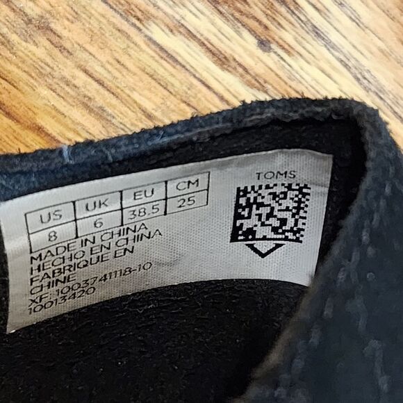 Tom's Jutti Neat Black Suede Flats Slip on Shoes Women's Size 8W - Picture 13 of 14